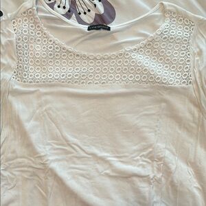 Lane Bryant Cream Embellished 3/4 Sleeve Blouse